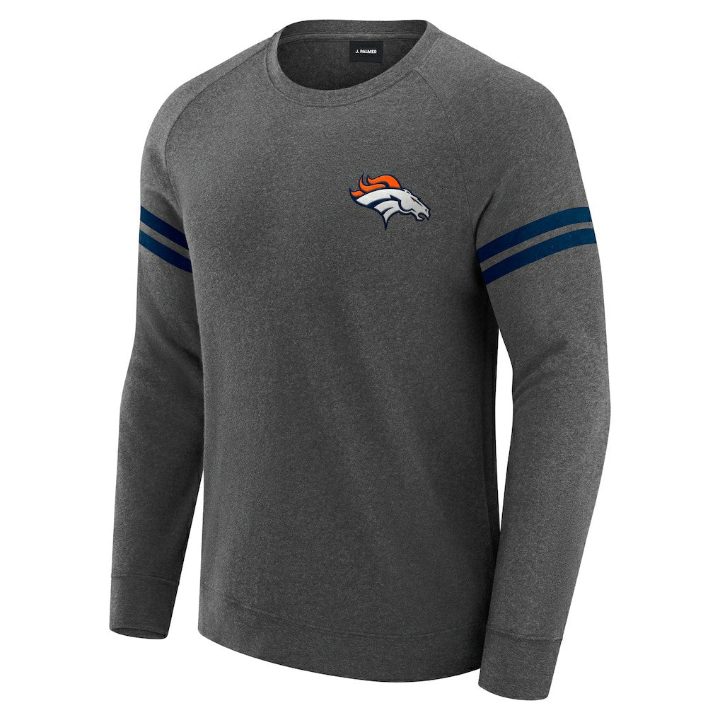 Denver Broncos J. Palmer Players Lounge Raglan Tri-Blend Sweatshirt - Dark Heather Gray on sale