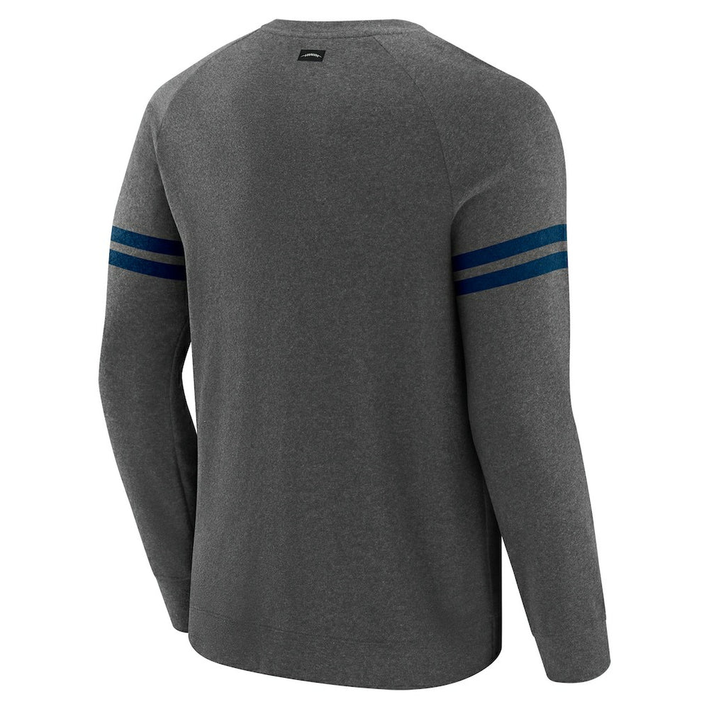 Denver Broncos J. Palmer Players Lounge Raglan Tri-Blend Sweatshirt - Dark Heather Gray on sale