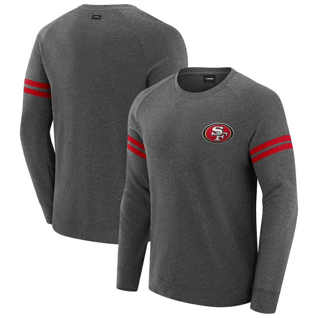 San Francisco 49ers J. Palmer Players Lounge Raglan Tri-Blend Sweatshirt - Dark Heather Gray online