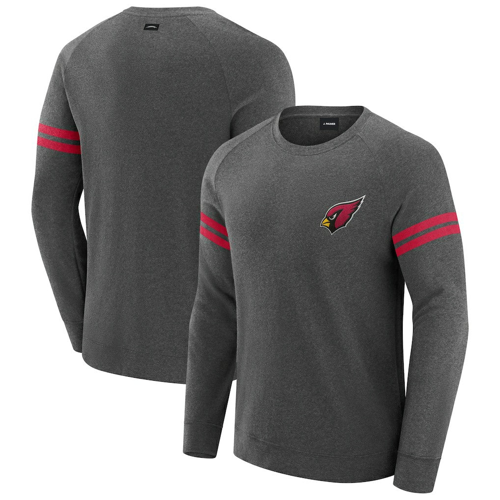 Arizona Cardinals J. Palmer Players Lounge Raglan Tri-Blend Sweatshirt - Dark Heather Gray cheap