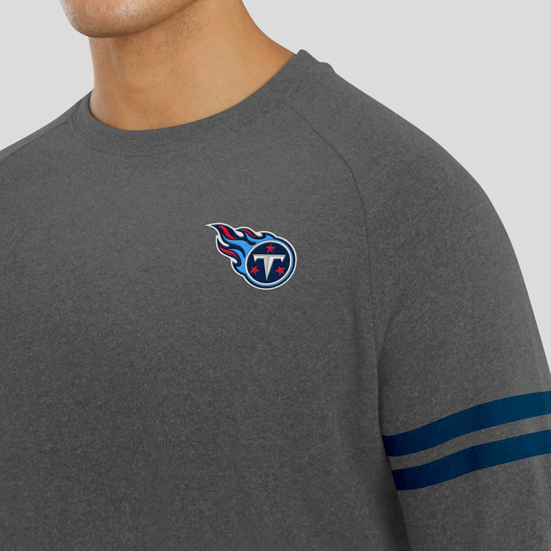 Tennessee Titans J. Palmer Players Lounge Raglan Tri-Blend Sweatshirt - Dark Heather Gray online