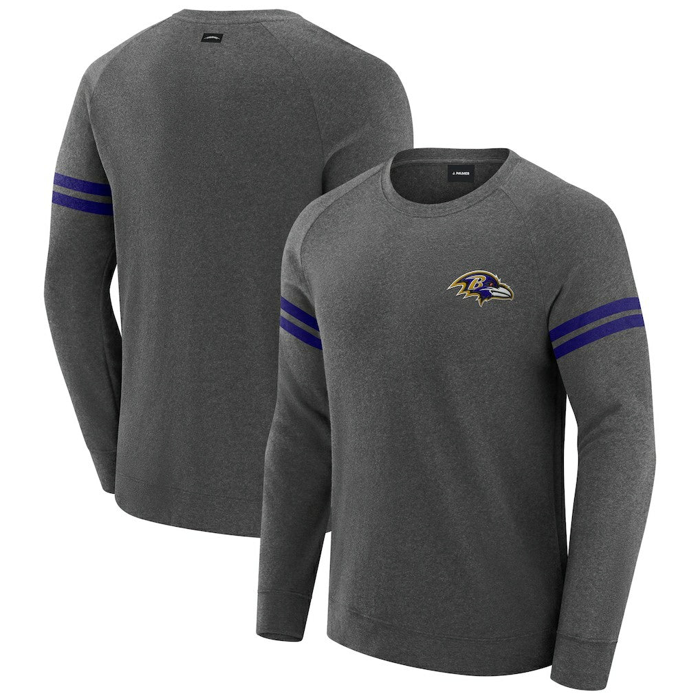 Baltimore Ravens J. Palmer Players Lounge Raglan Tri-Blend Sweatshirt - Dark Heather Gray sale