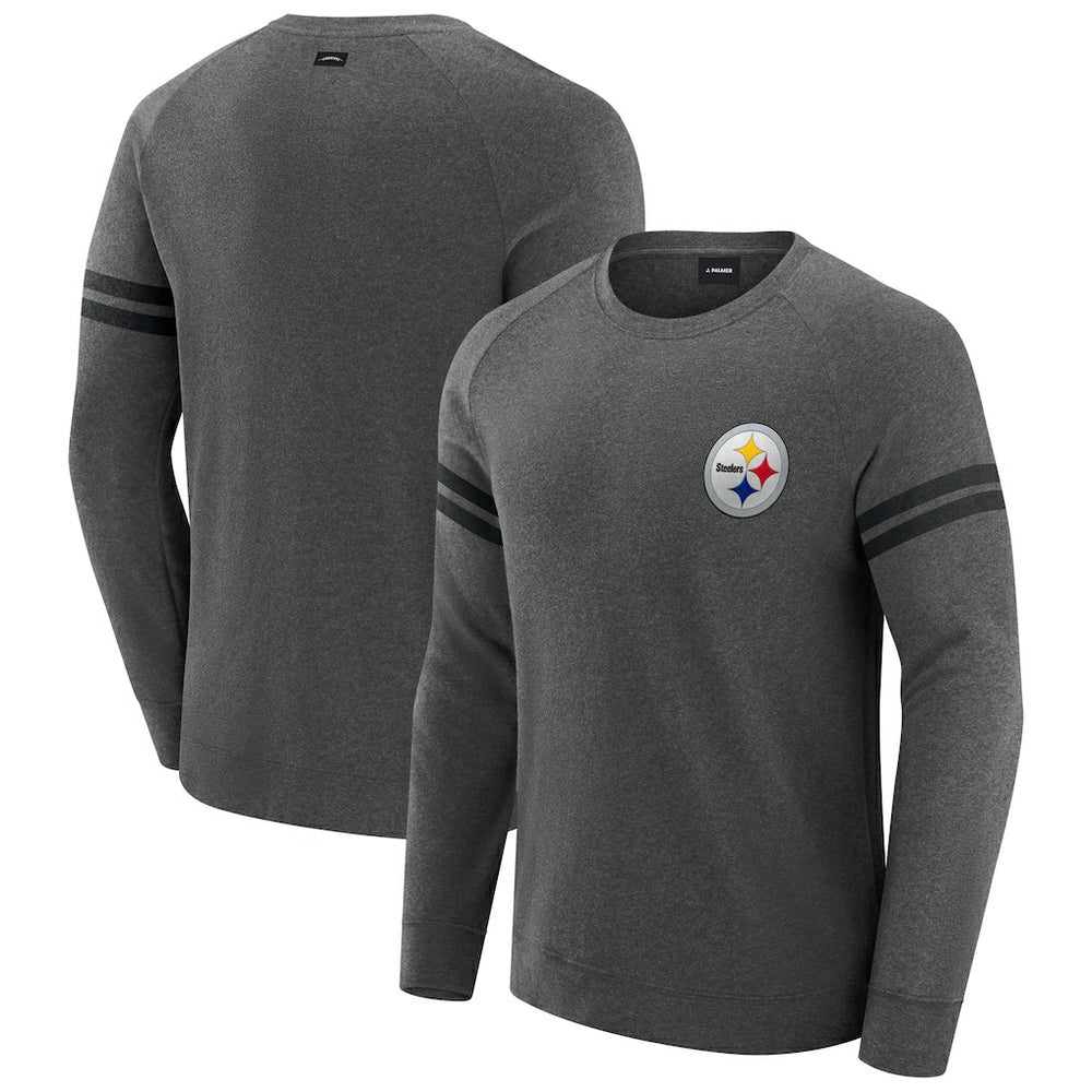 Pittsburgh Steelers J. Palmer Players Lounge Raglan Tri-Blend Sweatshirt - Dark Heather Gray on sale