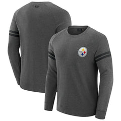 Pittsburgh Steelers J. Palmer Players Lounge Raglan Tri-Blend Sweatshirt - Dark Heather Gray on sale