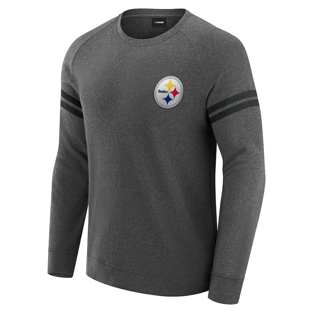 Pittsburgh Steelers J. Palmer Players Lounge Raglan Tri-Blend Sweatshirt - Dark Heather Gray on sale
