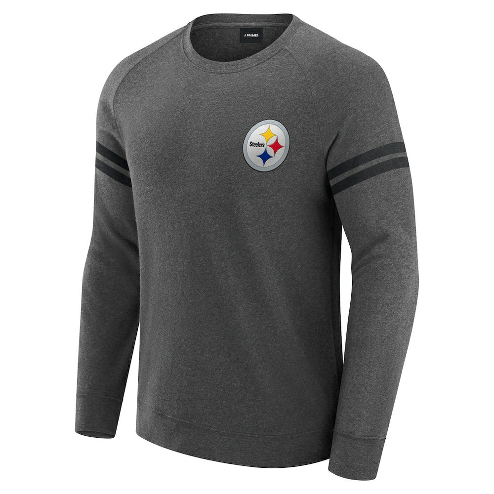 Pittsburgh Steelers J. Palmer Players Lounge Raglan Tri-Blend Sweatshirt - Dark Heather Gray on sale