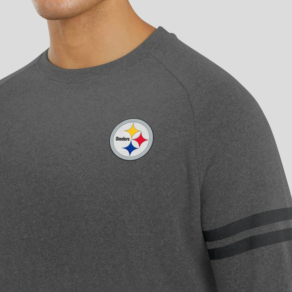 Pittsburgh Steelers J. Palmer Players Lounge Raglan Tri-Blend Sweatshirt - Dark Heather Gray on sale