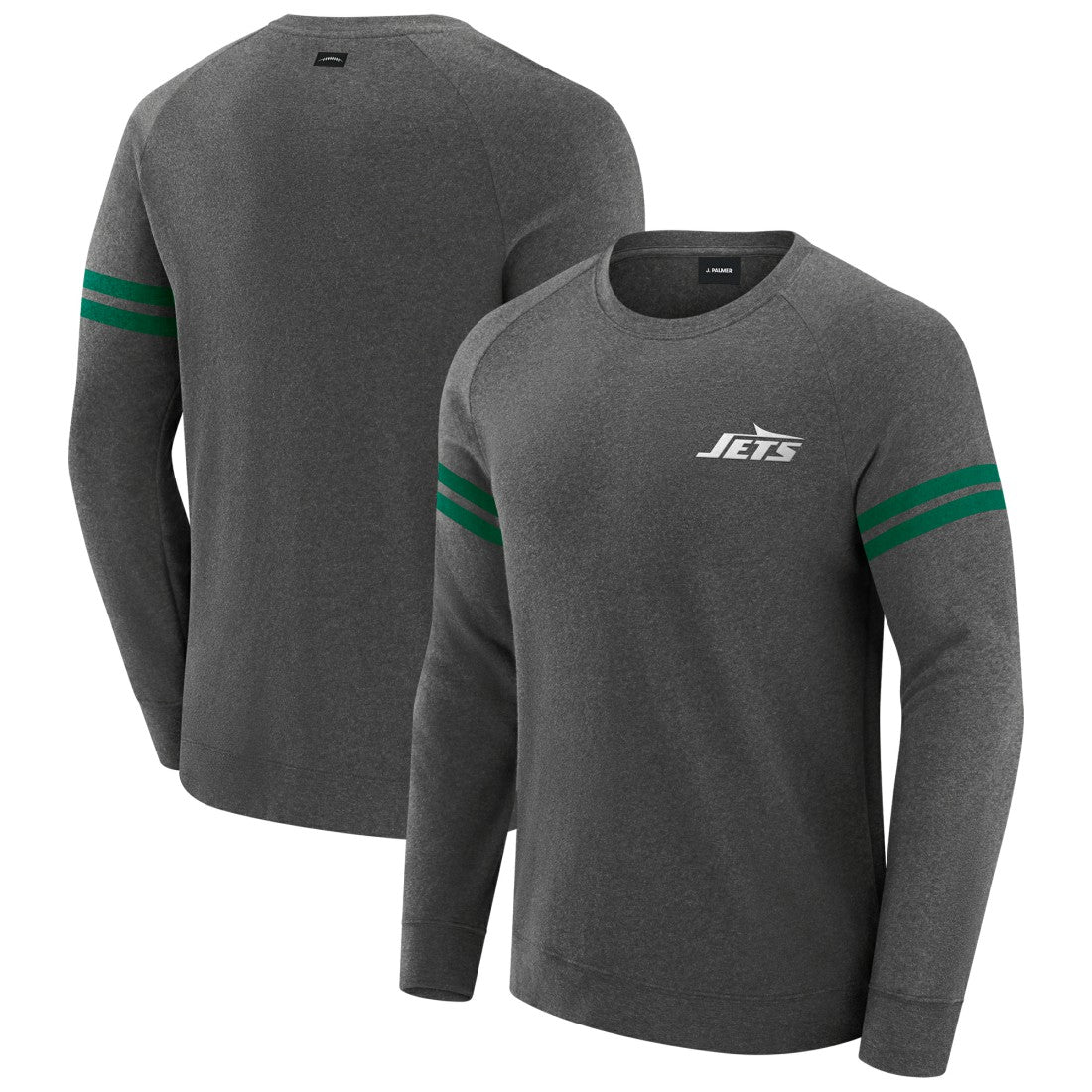 New York Jets J. Palmer Players Lounge Raglan Tri-Blend Sweatshirt - Dark Heather Gray sale