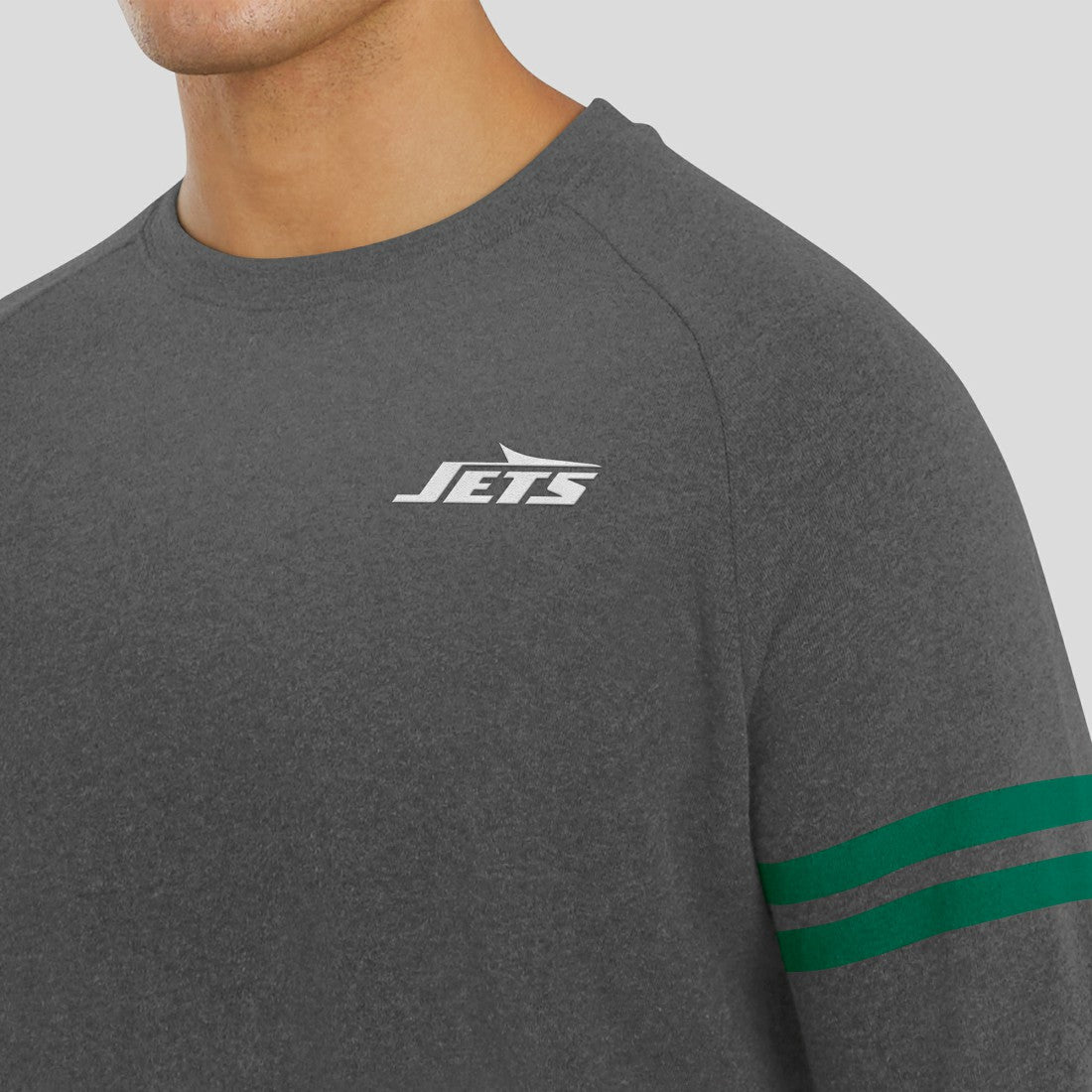 New York Jets J. Palmer Players Lounge Raglan Tri-Blend Sweatshirt - Dark Heather Gray sale