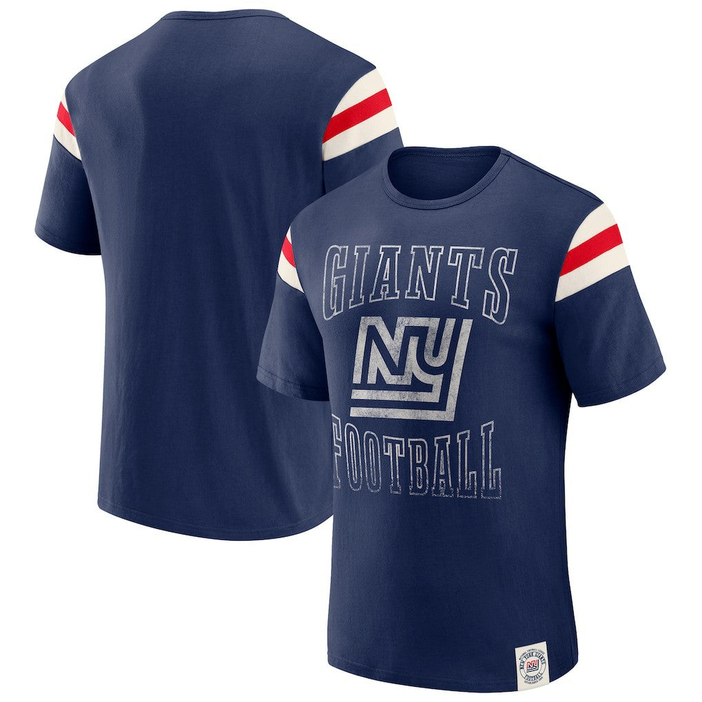 New York Giants Darius Rucker Collection Distressed Throwback Shoulder Stripe T-Shirt - Royal discount