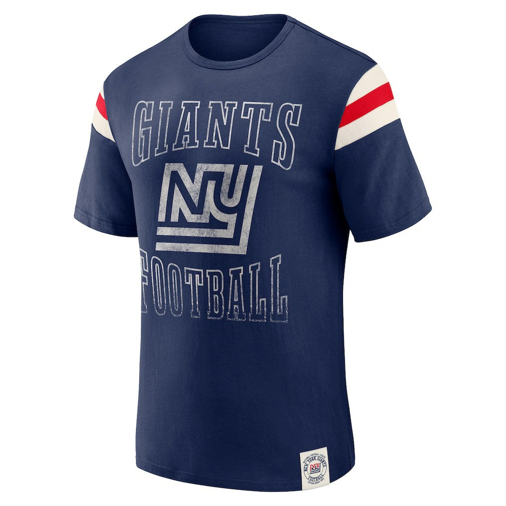 New York Giants Darius Rucker Collection Distressed Throwback Shoulder Stripe T-Shirt - Royal discount