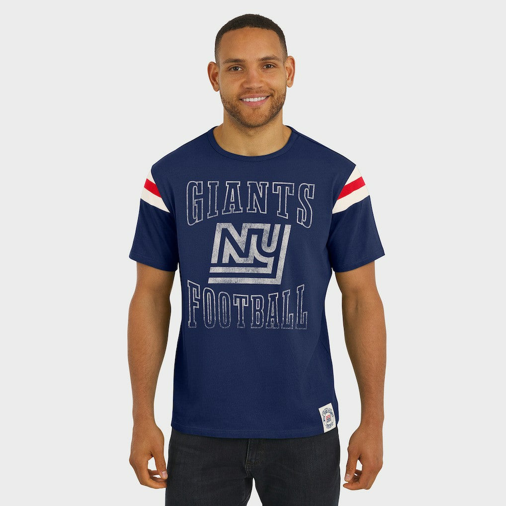 New York Giants Darius Rucker Collection Distressed Throwback Shoulder Stripe T-Shirt - Royal discount
