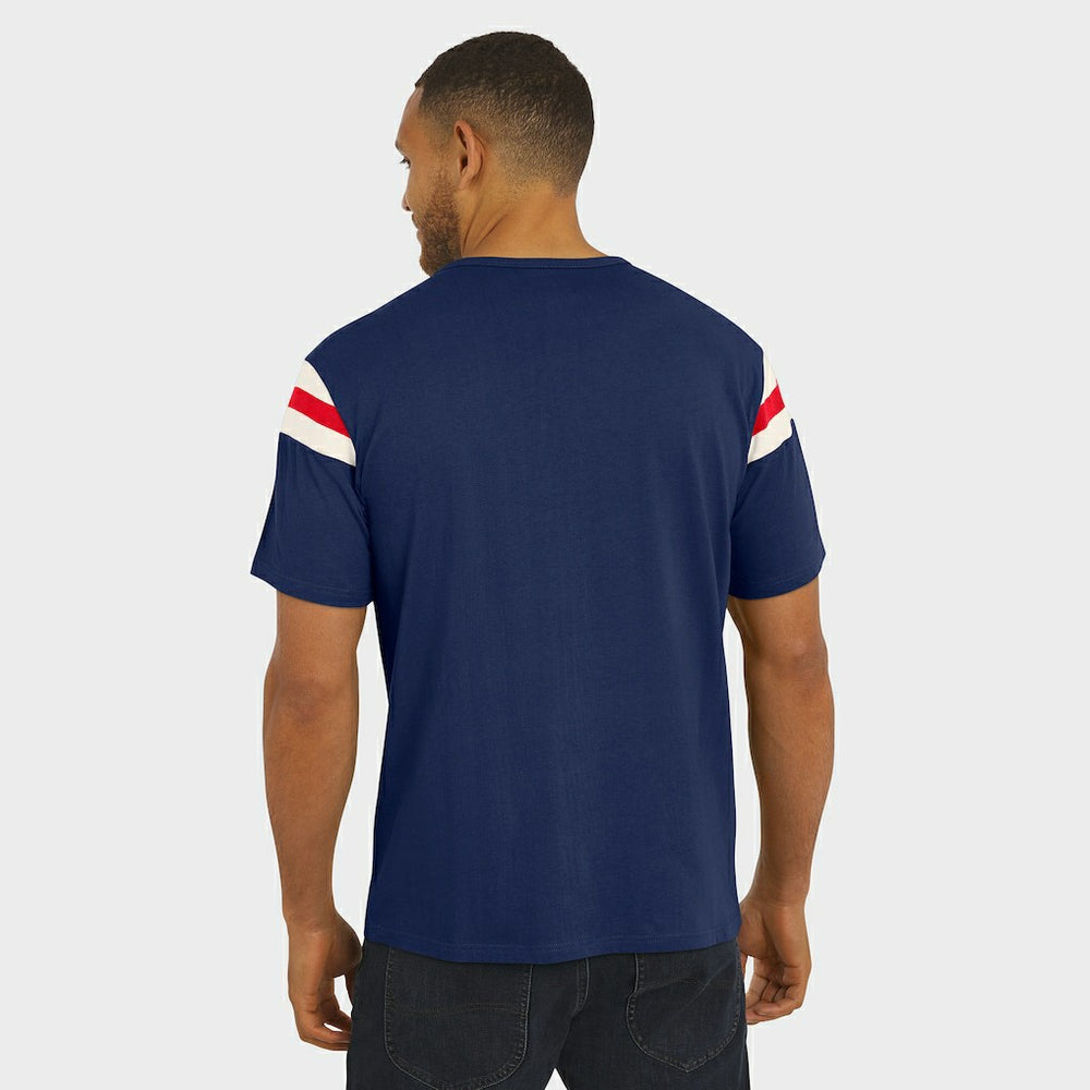 New York Giants Darius Rucker Collection Distressed Throwback Shoulder Stripe T-Shirt - Royal discount