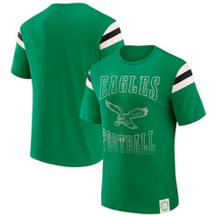 Philadelphia Eagles Darius Rucker Collection Distressed Throwback Shoulder Stripe T-Shirt - Kelly Green cheap