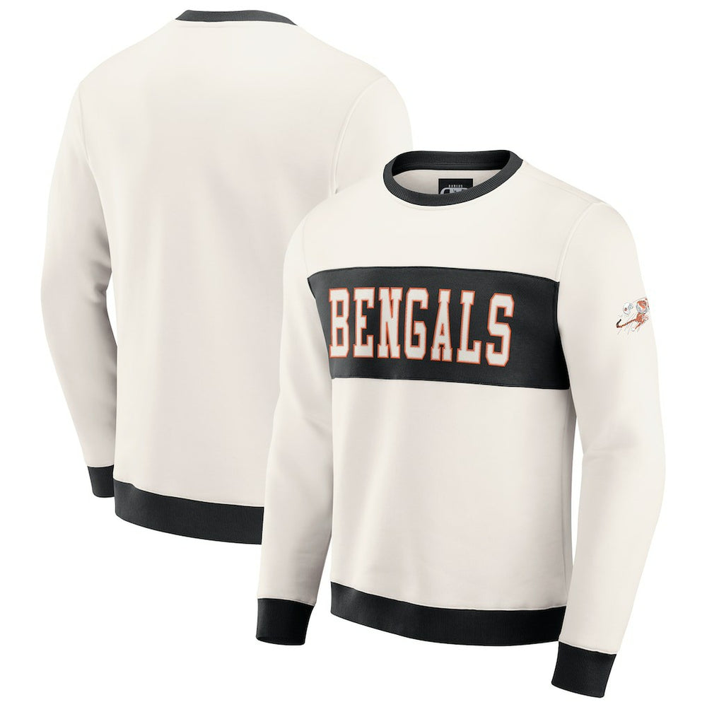 Cincinnati Bengals Darius Rucker Collection Colorblock Pullover Sweatshirt - Cream discount