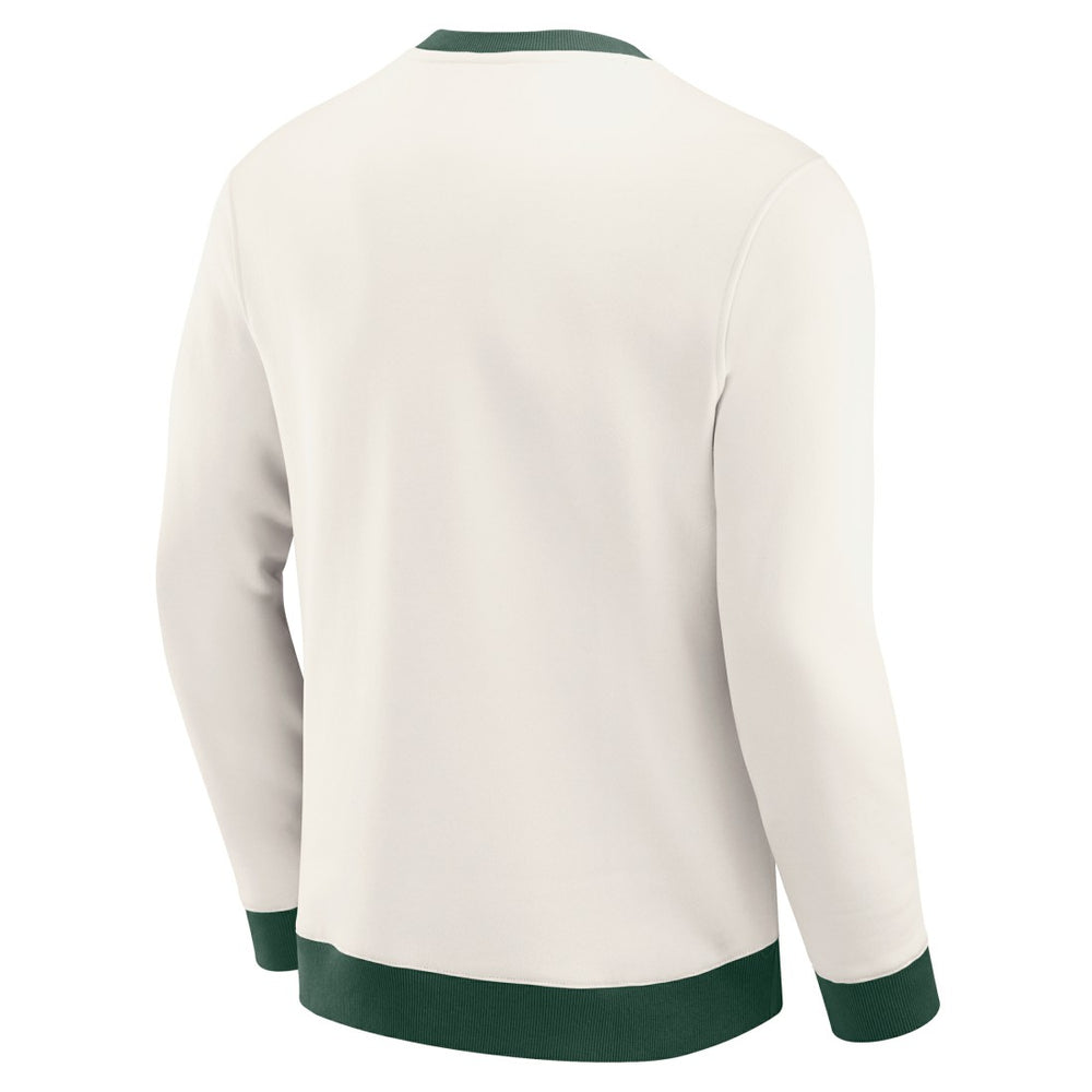 Green Bay Packers Darius Rucker Collection Colorblock Pullover Sweatshirt - Cream on sale