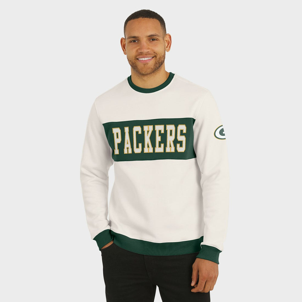 Green Bay Packers Darius Rucker Collection Colorblock Pullover Sweatshirt - Cream on sale