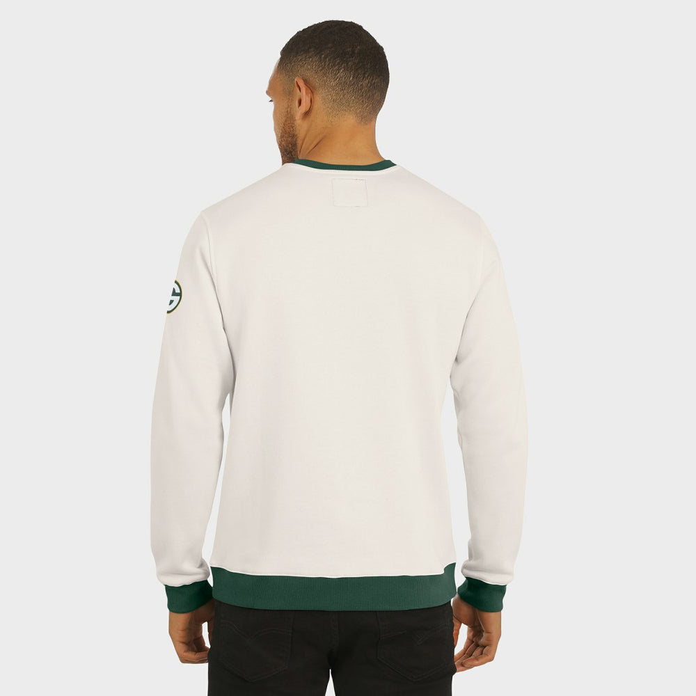Green Bay Packers Darius Rucker Collection Colorblock Pullover Sweatshirt - Cream on sale