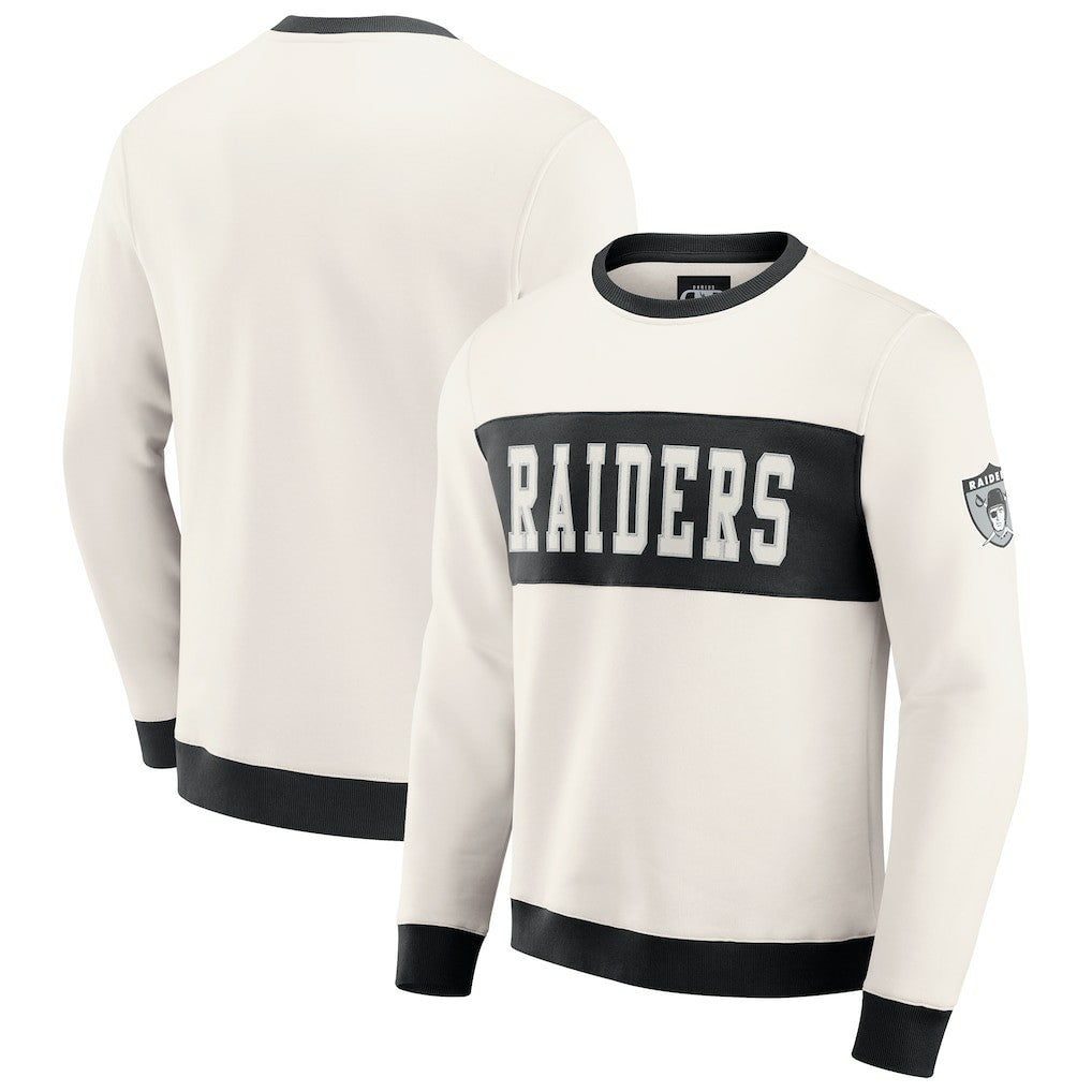 Las Vegas Raiders Darius Rucker Collection Colorblock Pullover Sweatshirt - Cream for sale