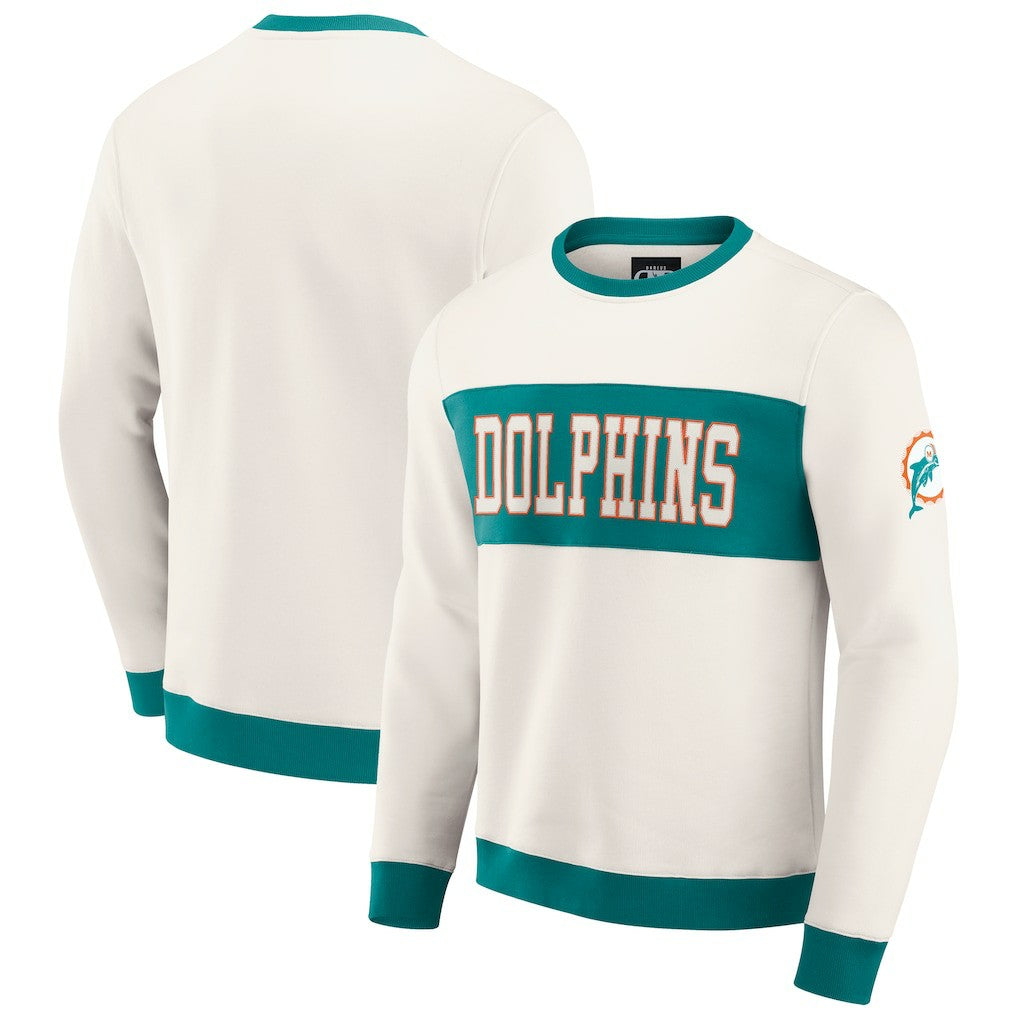 Miami Dolphins Darius Rucker Collection Colorblock Pullover Sweatshirt - Cream sale