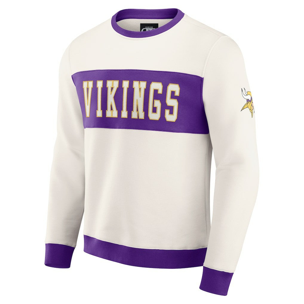 Minnesota Vikings Darius Rucker Collection Colorblock Pullover Sweatshirt - Cream on sale
