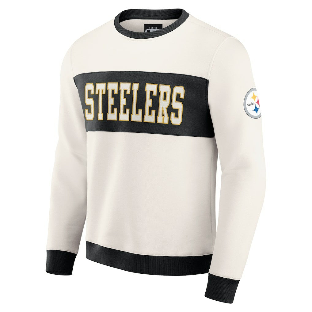 Pittsburgh Steelers Darius Rucker Collection Colorblock Pullover Sweatshirt - Cream cheap