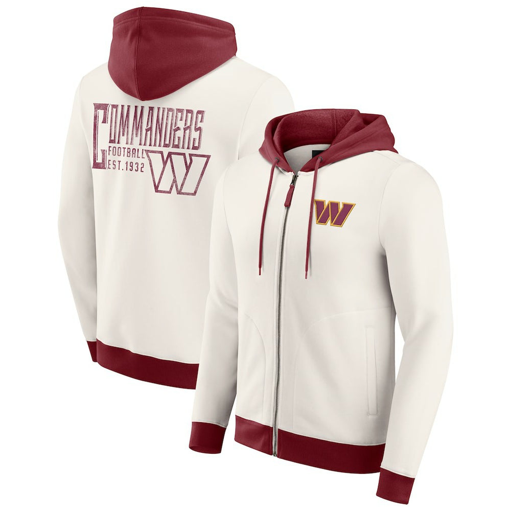 Washington Commanders Darius Rucker Collection Distressed Graphics Full-Zip Hoodie - Cream for sale