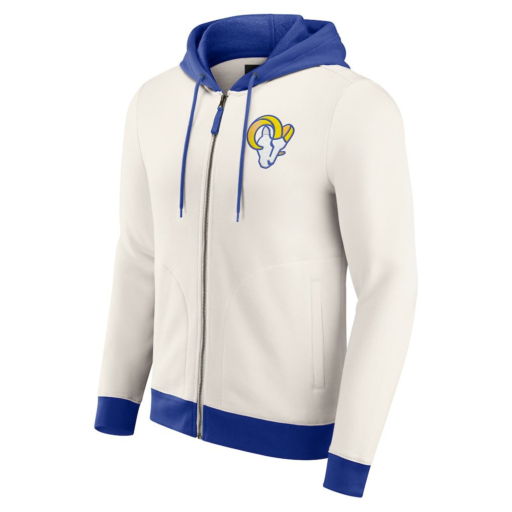 Los Angeles Rams Darius Rucker Collection Distressed Graphics Full-Zip Hoodie - Cream discount