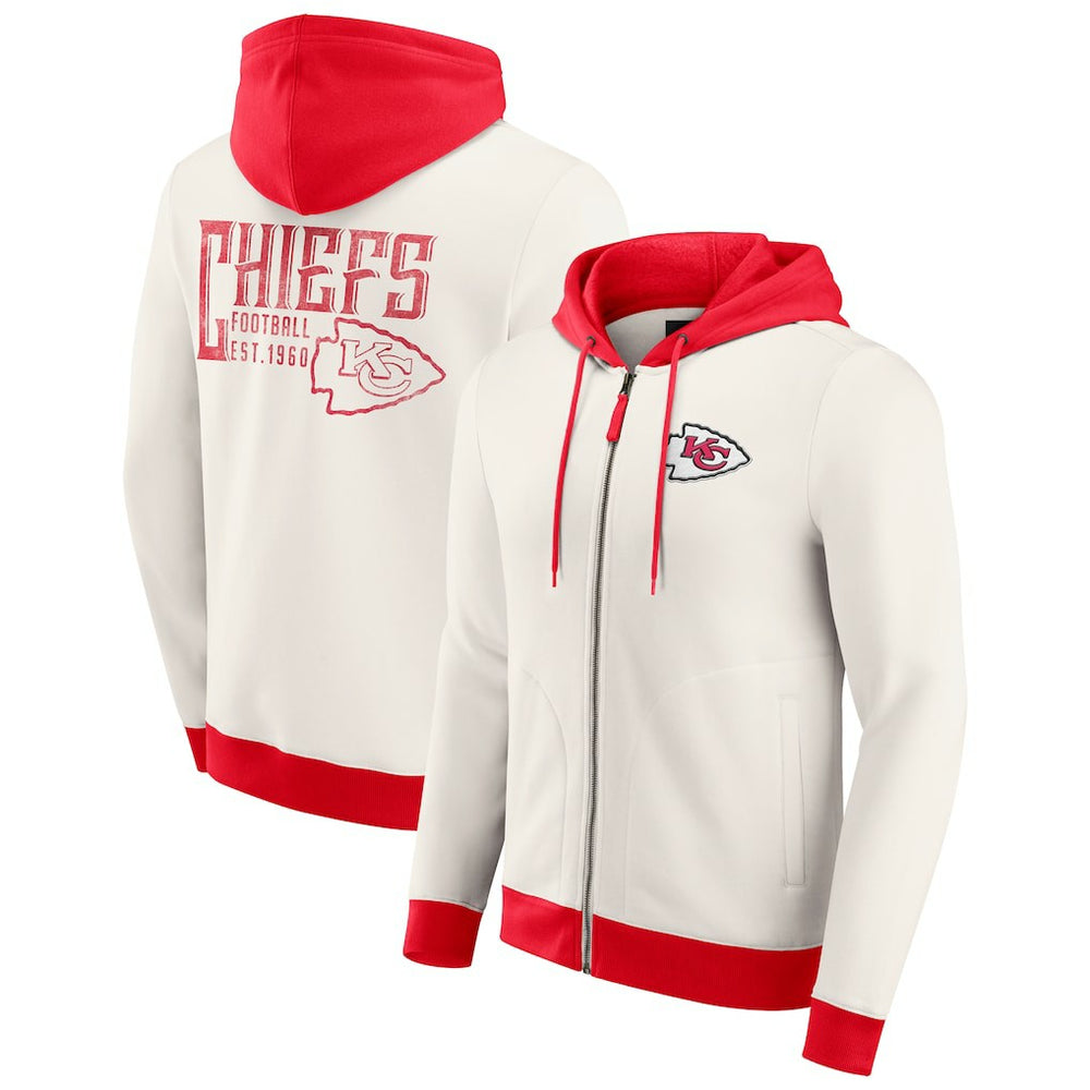Kansas City Chiefs Darius Rucker Collection Distressed Graphics Full-Zip Hoodie - Cream sale