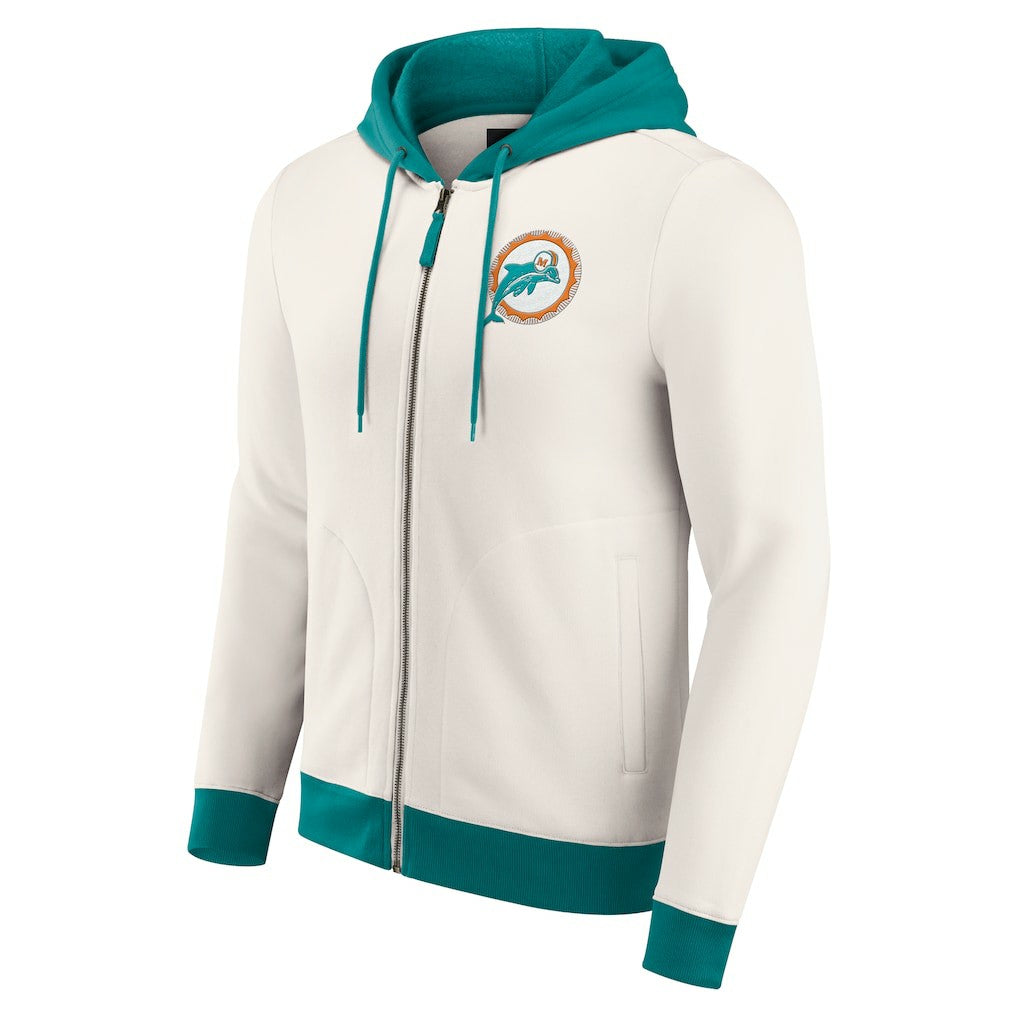 Miami Dolphins Darius Rucker Collection Distressed Graphics Full-Zip Hoodie - Cream sale