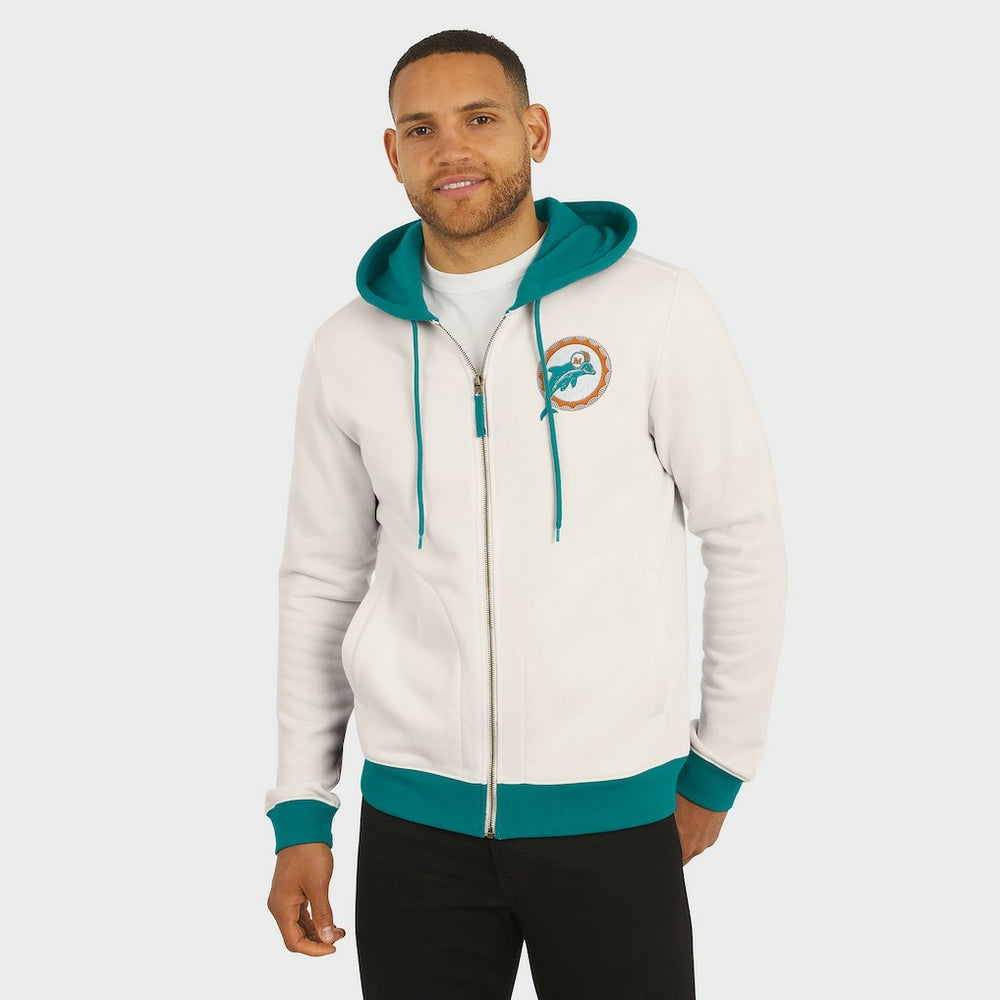 Miami Dolphins Darius Rucker Collection Distressed Graphics Full-Zip Hoodie - Cream sale