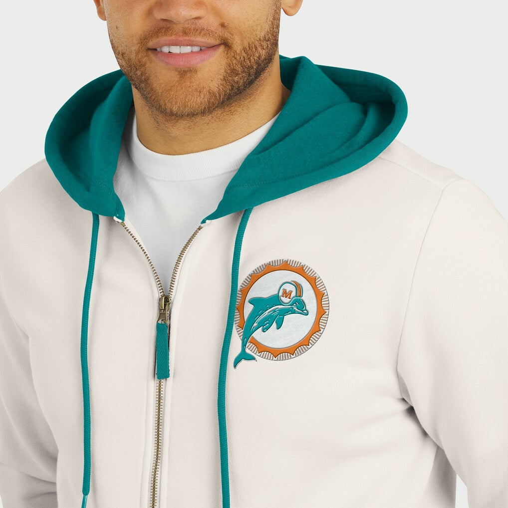 Miami Dolphins Darius Rucker Collection Distressed Graphics Full-Zip Hoodie - Cream sale