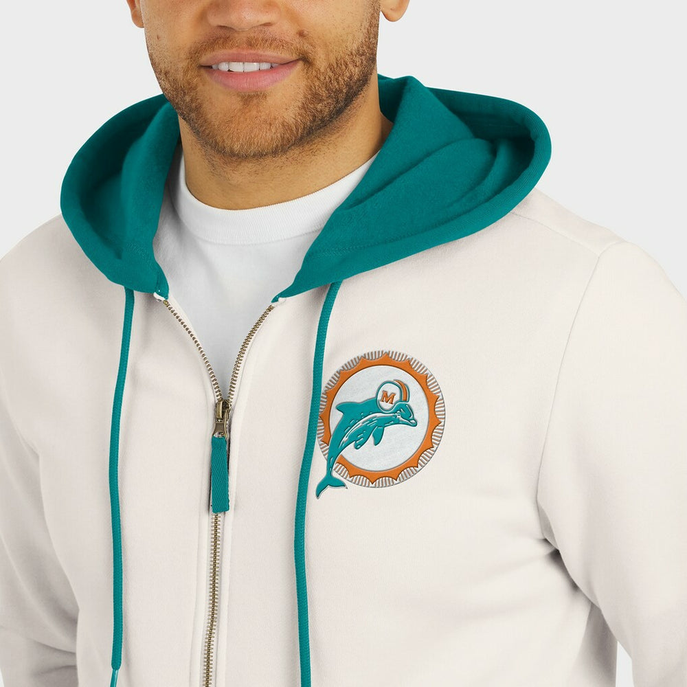 Miami Dolphins Darius Rucker Collection Distressed Graphics Full-Zip Hoodie - Cream sale