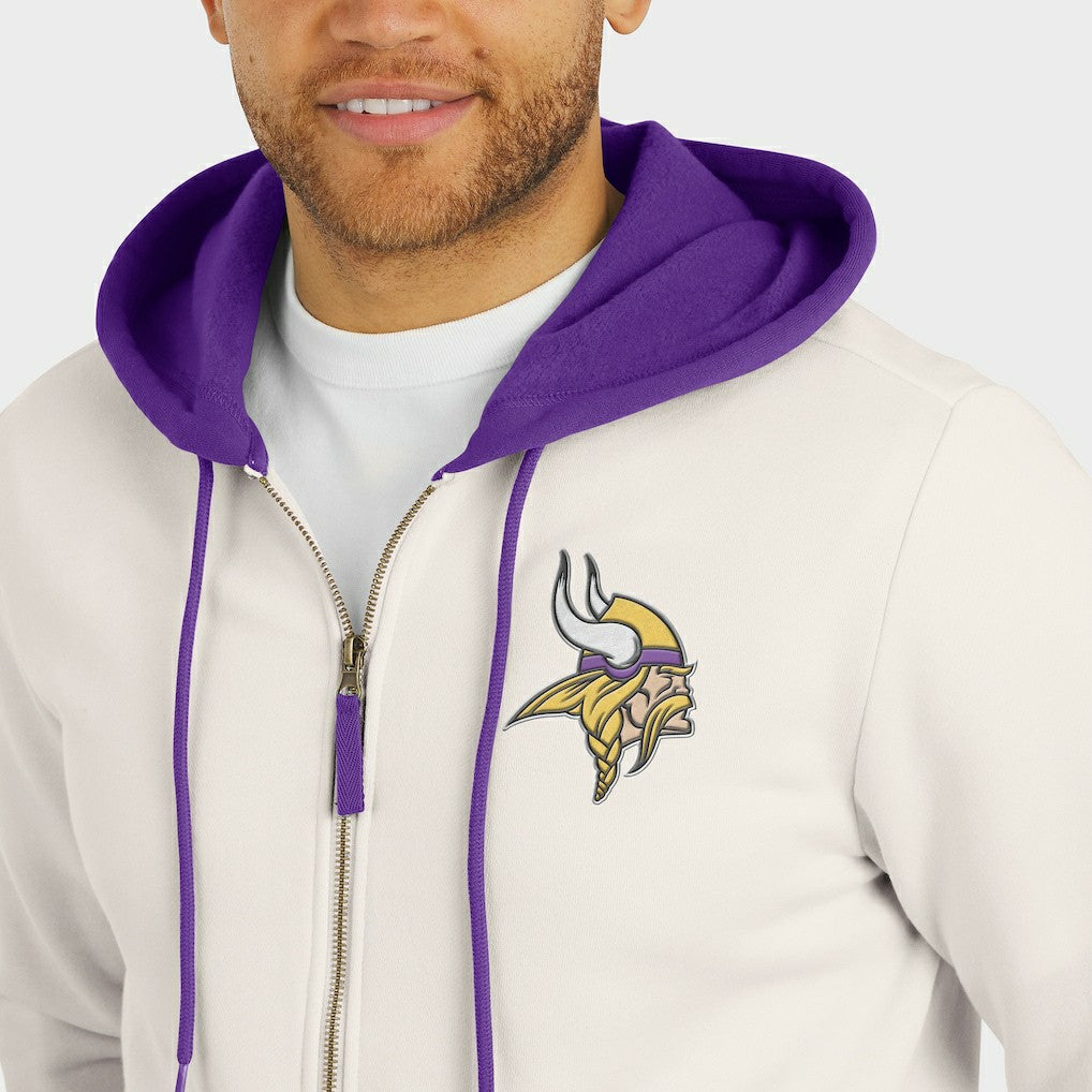 Minnesota Vikings Darius Rucker Collection Distressed Graphics Full-Zip Hoodie - Cream cheap