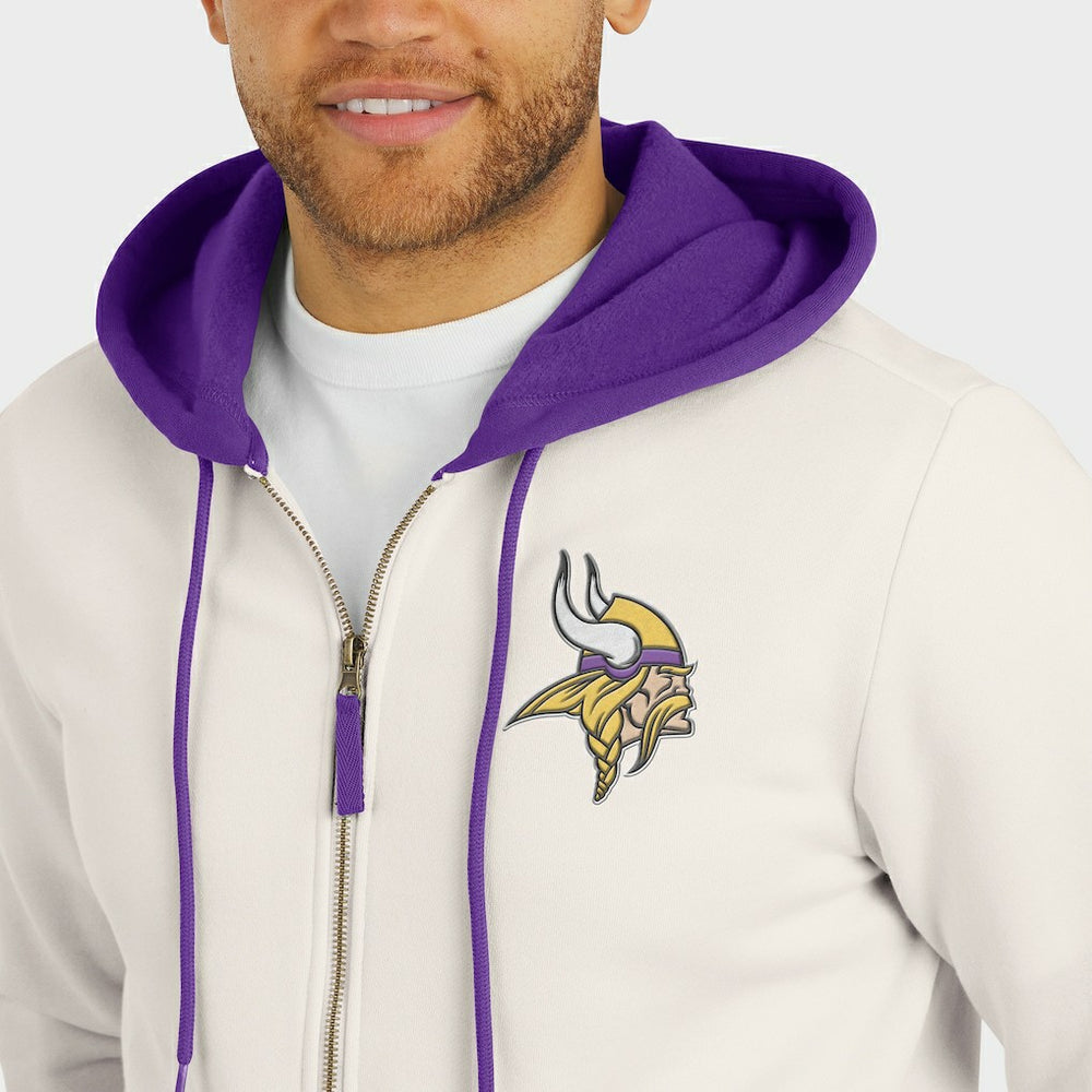 Minnesota Vikings Darius Rucker Collection Distressed Graphics Full-Zip Hoodie - Cream cheap