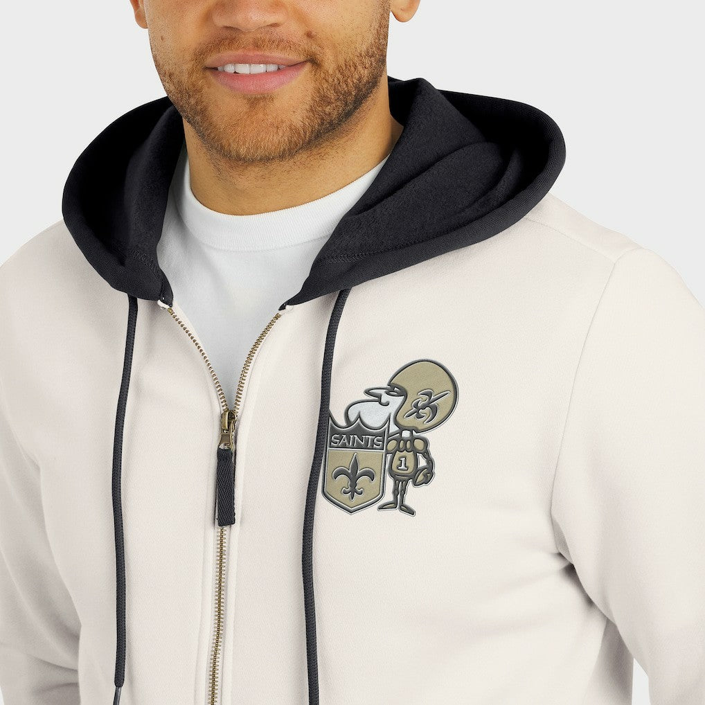 New Orleans Saints Darius Rucker Collection Distressed Graphics Full-Zip Hoodie - Cream for sale