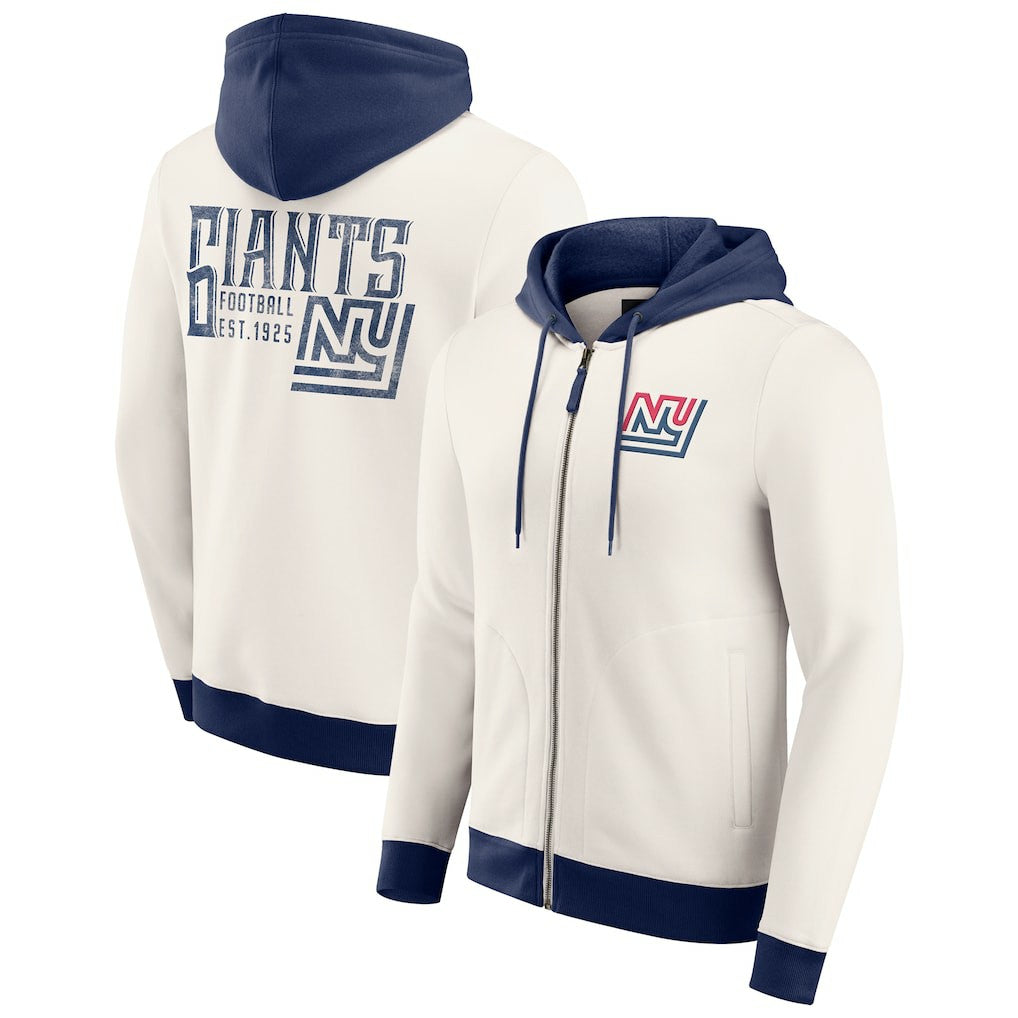 New York Giants Darius Rucker Collection Distressed Graphics Full-Zip Hoodie - Cream cheap