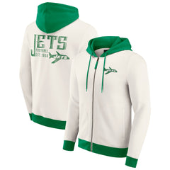 New York Jets Darius Rucker Collection Distressed Graphics Full-Zip Hoodie - Cream discount