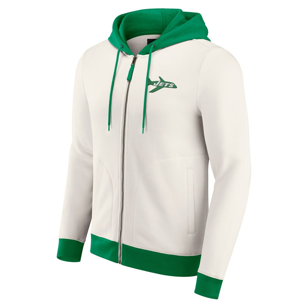 New York Jets Darius Rucker Collection Distressed Graphics Full-Zip Hoodie - Cream discount