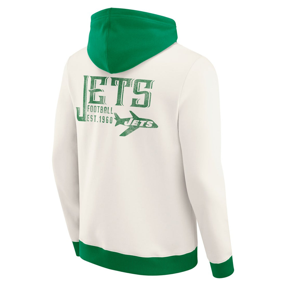 New York Jets Darius Rucker Collection Distressed Graphics Full-Zip Hoodie - Cream discount