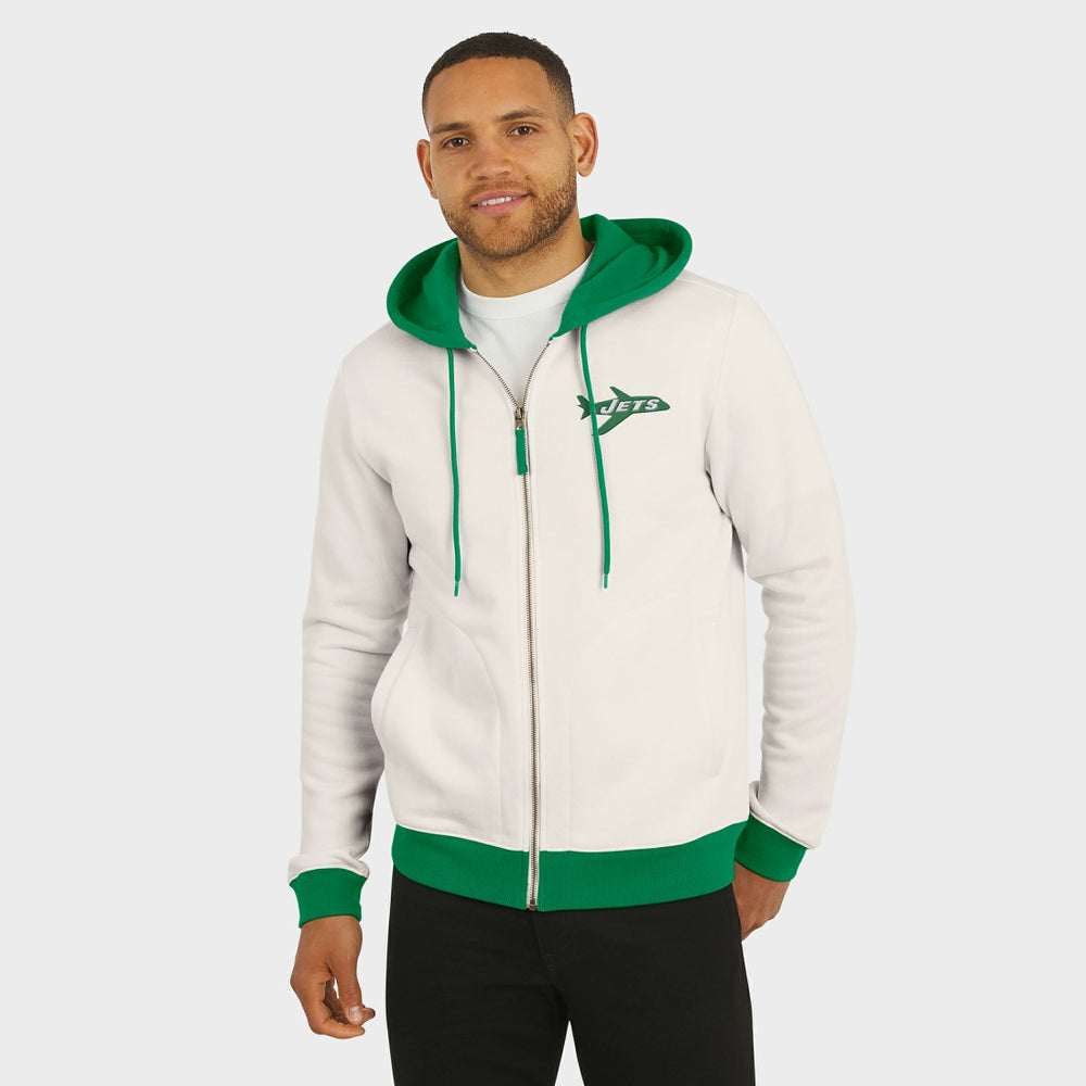New York Jets Darius Rucker Collection Distressed Graphics Full-Zip Hoodie - Cream discount