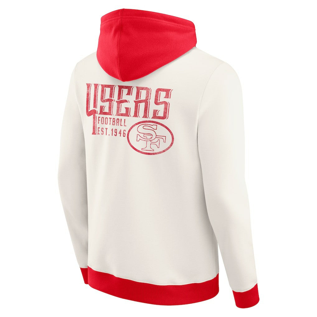 San Francisco 49ers Darius Rucker Collection Distressed Graphics Full-Zip Hoodie - Cream for sale