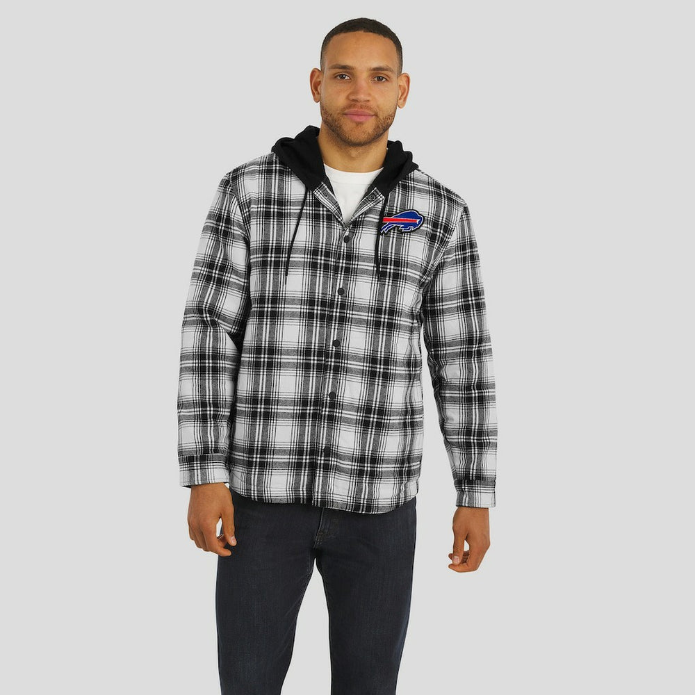 Buffalo Bills NFL x Darius Rucker Collection Plaid Flannel Quilted Full-Snap Hooded Shacket - Black for sale