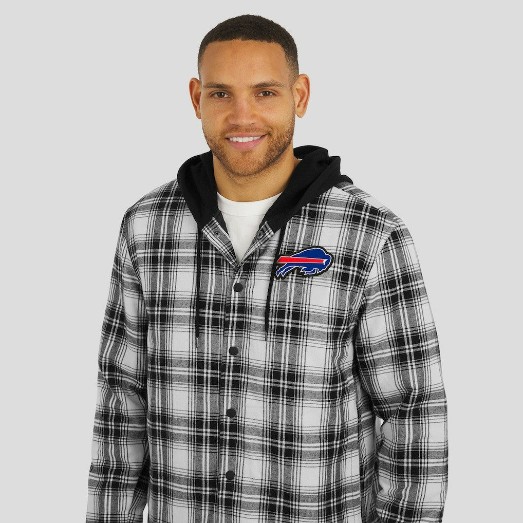Buffalo Bills NFL x Darius Rucker Collection Plaid Flannel Quilted Full-Snap Hooded Shacket - Black for sale