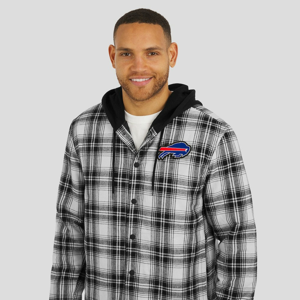 Buffalo Bills NFL x Darius Rucker Collection Plaid Flannel Quilted Full-Snap Hooded Shacket - Black for sale