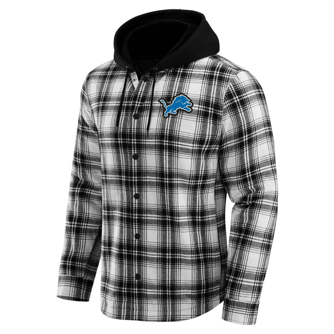 Detroit Lions NFL x Darius Rucker Collection Plaid Flannel Quilted Full-Snap Hooded Shacket - Black outlet