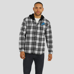 Detroit Lions NFL x Darius Rucker Collection Plaid Flannel Quilted Full-Snap Hooded Shacket - Black outlet