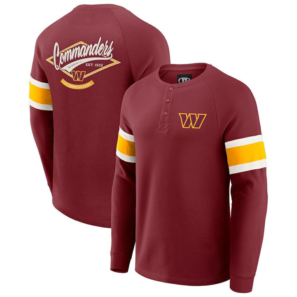 Washington Commanders Darius Rucker Collection Waffle-Knit Raglan Long Sleeve Henley T-Shirt - Burgundy cheap