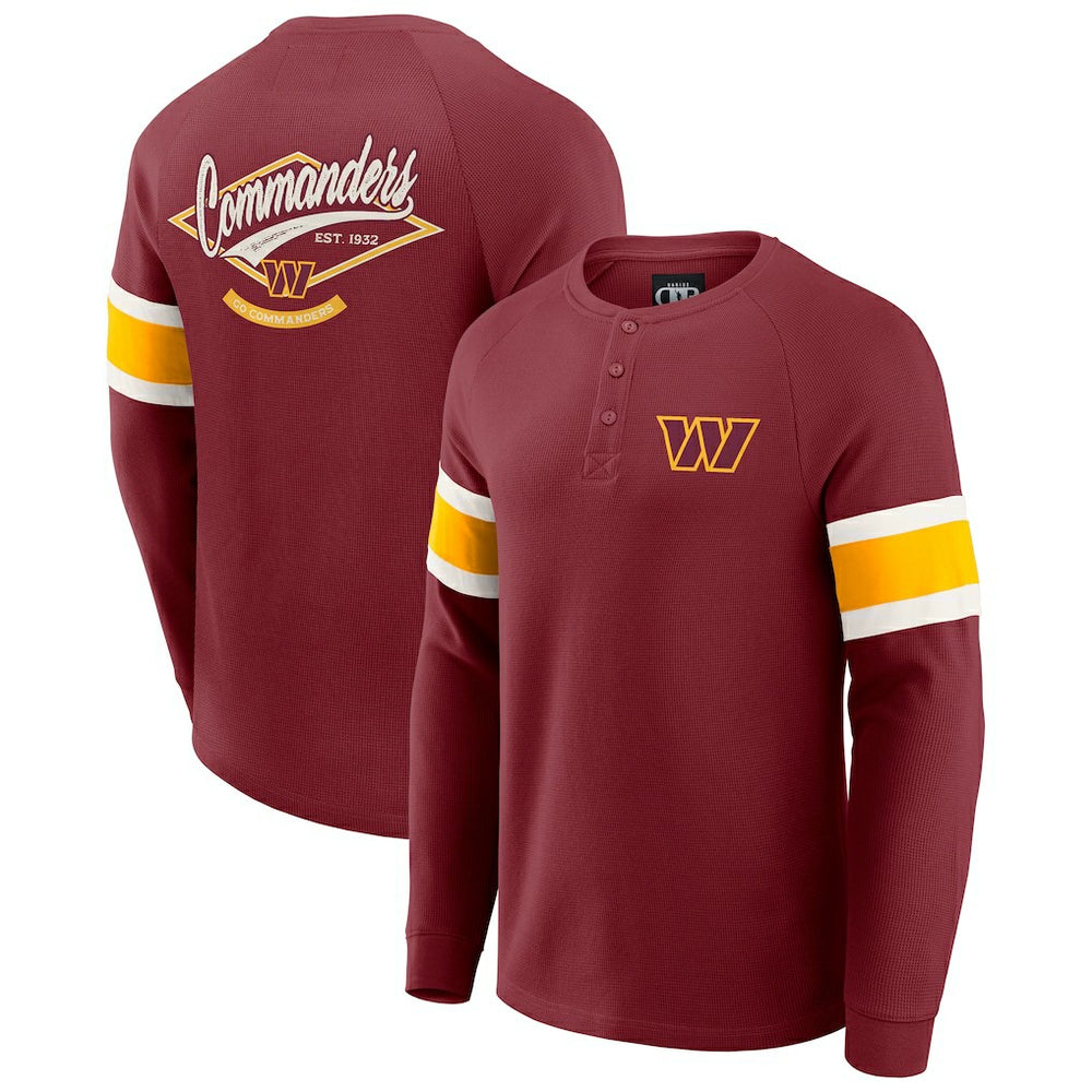 Washington Commanders Darius Rucker Collection Waffle-Knit Raglan Long Sleeve Henley T-Shirt - Burgundy cheap