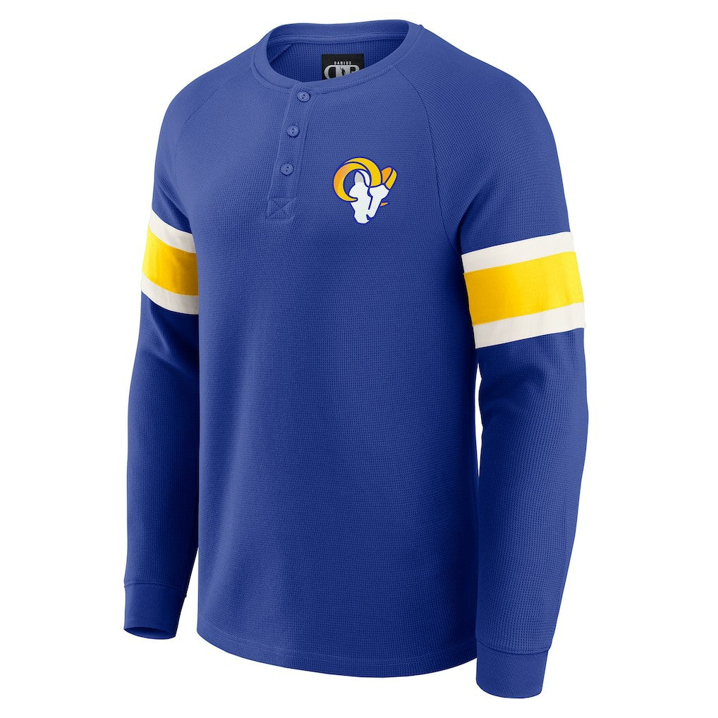 Los Angeles Rams Darius Rucker Collection Waffle-Knit Raglan Long Sleeve Henley T-Shirt - Royal outlet